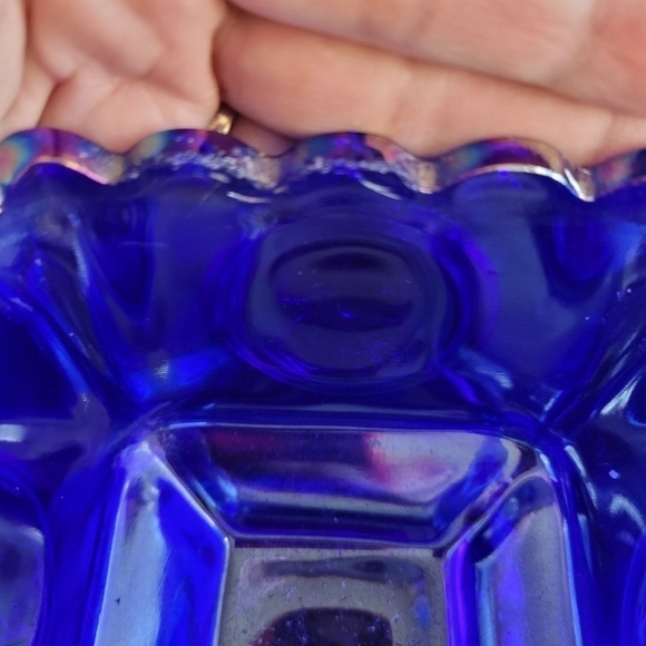 Fenton Cobalt Blue Carnival Glass Square Candy Dish Presidential Bicentennial - Picture 9 of 10